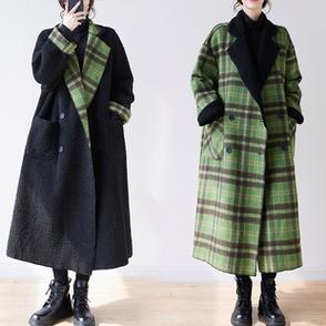 女装冬装外套加绒加厚羊羔毛格子大衣宽松韩版正反两面穿长款大码