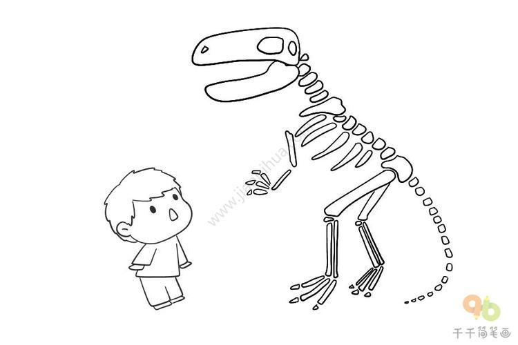 也corel凹道儿童简笔画恐龙恐龙骨骼化石简笔画