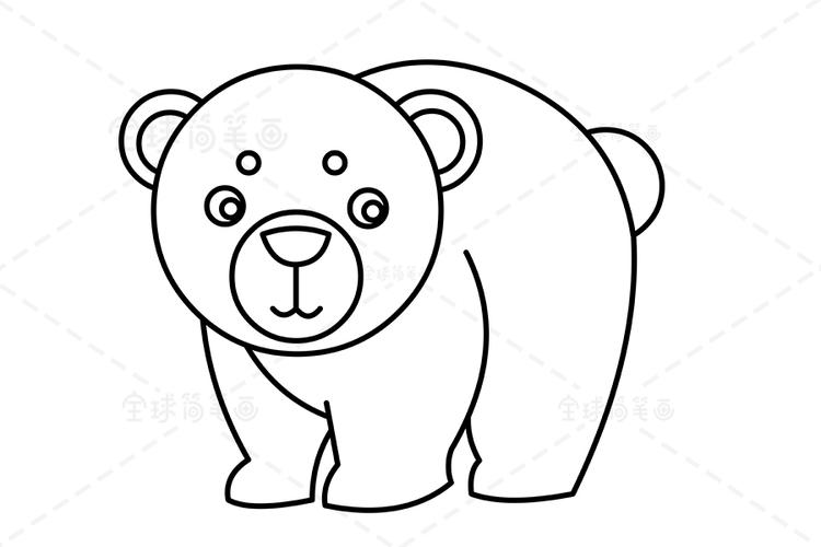 可爱的熊涂色画模板bear coloring page_熊coloring drawing简笔画