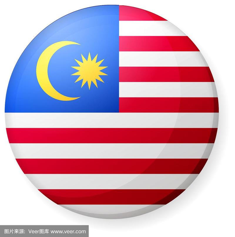 圆形国旗图标插图(按钮徽章)/马来西亚