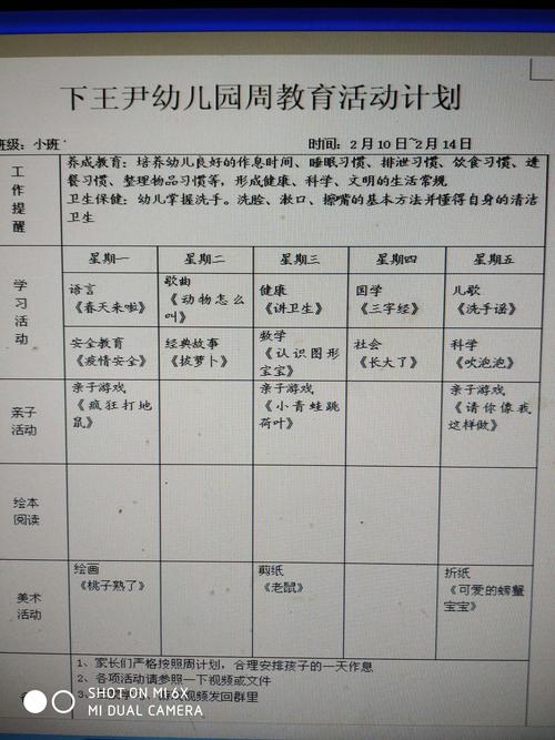 下王尹幼儿园宅家战疫情,停园不停课～2020年小班周计划