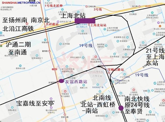 市域铁路宝嘉线(远期规划)上海北站-嘉定新城-现状11号线安亭支线各站