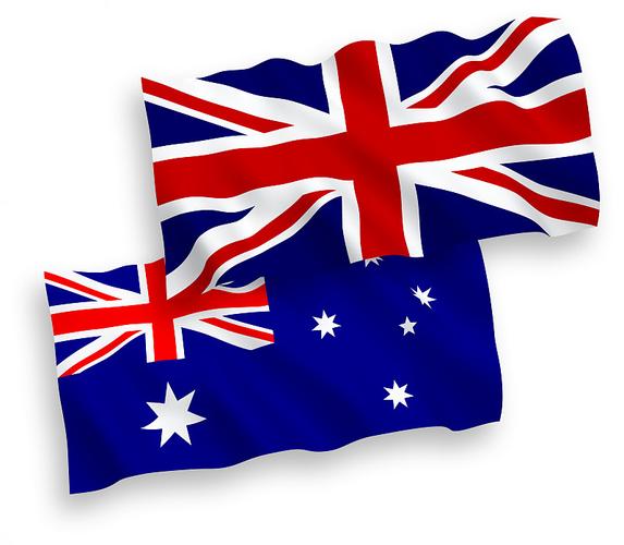澳大利亚和英国的国旗是白色的图片下载