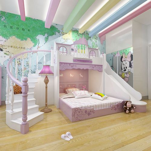 乐居贝贝公主城堡床上下床高低床高架床双层床个性定制创意床粉色创意