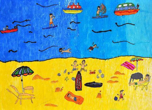 海边-水彩画图集图片_儿童水彩画_少儿图库_儿童资源网
