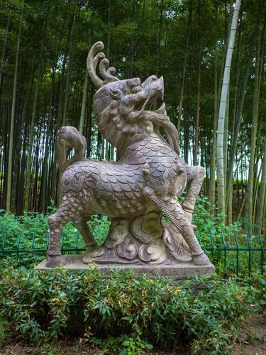建筑 中国 文化 公园 雕像 雕塑 古代 石雕 东方 麒麟 神兽 石麒麟