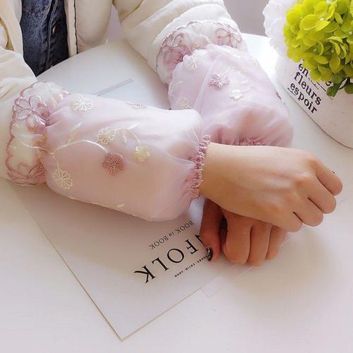韩版双层绣花蕾丝袖套女学生防污短款护袖头秋冬新款成人办公袖筒