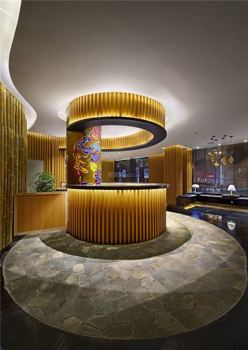 简约风格1500平米主题酒店大厅吧台设计图片_装修123效果图