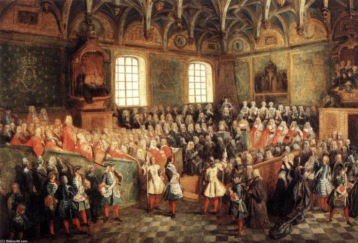 所在地的司法:巴黎议会于1723年(2), 油画 通过 nicolas lancret