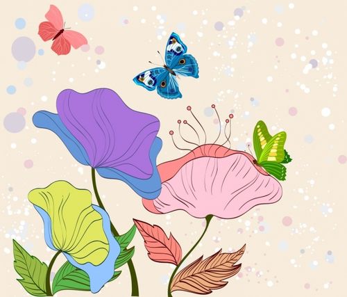 自然绘画五彩花蝴蝶图标设计