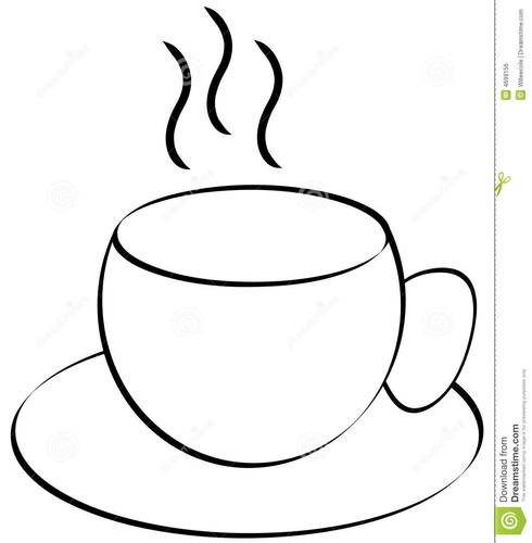 tea cup black and white clipart