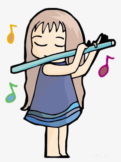 吹笛子的小女孩