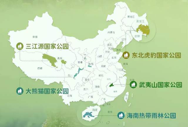 2021年,我国正式设立了三江源,大熊猫,东北虎豹,海南热带雨林,武夷山