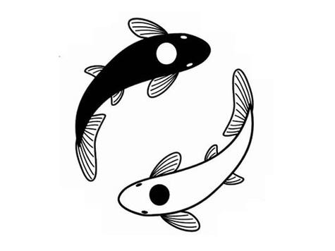 37张黑白阴阳鱼纹身手稿图片"