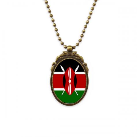 肯尼亚非洲国徽 椭圆形复古项链古铜色欧式吊坠礼物