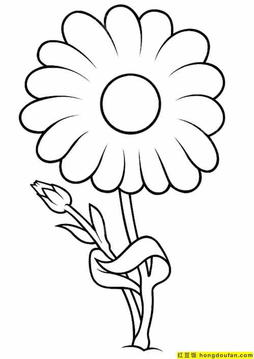 10张用几何形状画漂亮的郁金香小雏菊花朵卡通儿童简笔画