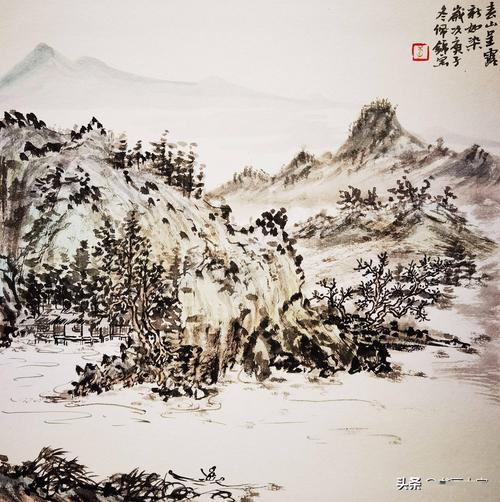 画家李佩锦山涧里有一抹光是水墨的映影