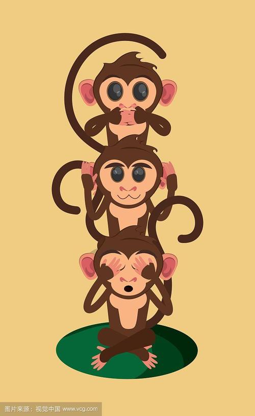 三只聪明的猴子卡通