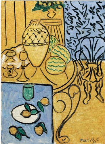 (3/4)马蒂斯 黄与蓝的室内 布面油画 1946年