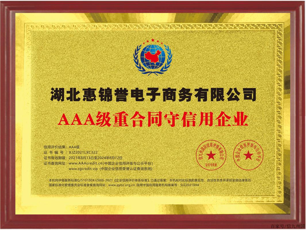 恭喜湖北惠锦誉电子商务有限公司获得多项荣誉证书