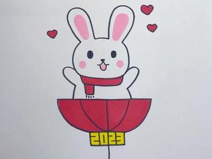 怎么画新年小兔子灯笼折叠画,这个画法简单又好看!