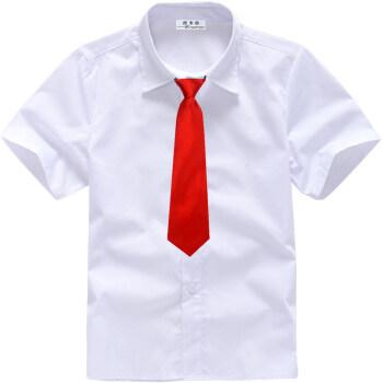 白衬衫儿童装夏季节目表演出校服园班服男孩白色衬衣 白色(配红领带)