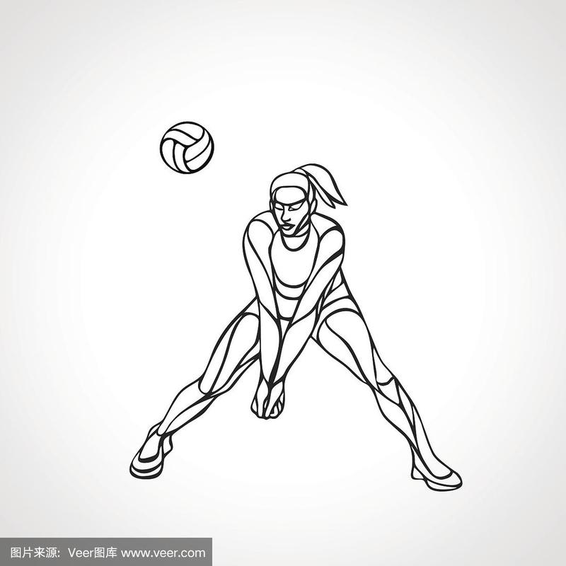 女子排球运动员剪影传球