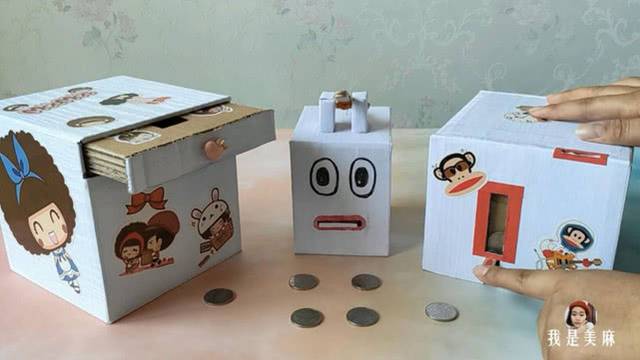 自制会吐舌头的儿童存钱罐做法简单又好玩材料是一个快递纸箱