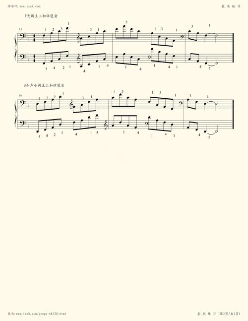 《第一组:f大调--d和声小调,钢琴谱》无(五线谱 钢琴曲 指法)-弹吧