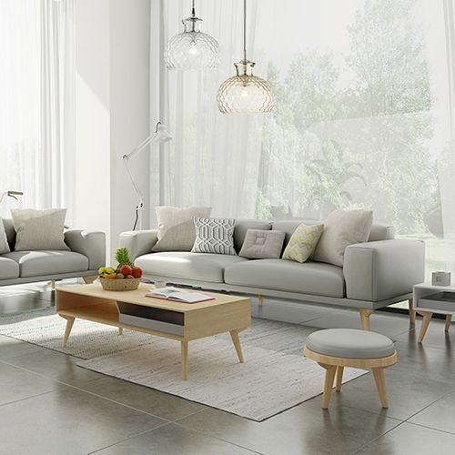 淮木 三人小户型皮沙发组合北欧风格家具皮沙发