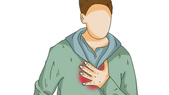 当患者出现心绞痛时,会感觉到自己胸部靠上的位置,突然出现疼痛的现象