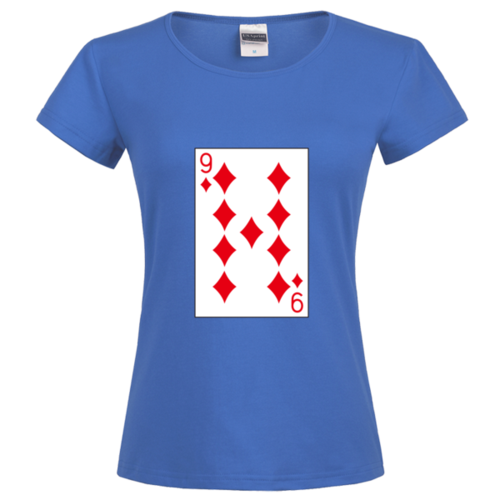 扑克牌方块9时尚修身纯棉t恤女款