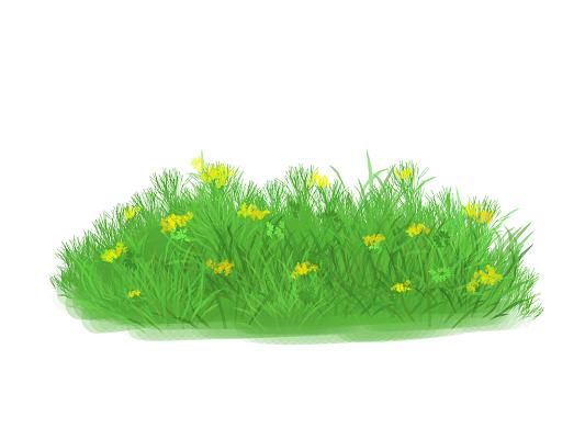 绿色手绘卡通草丛草地春天png素材春天草地春天的花和草地