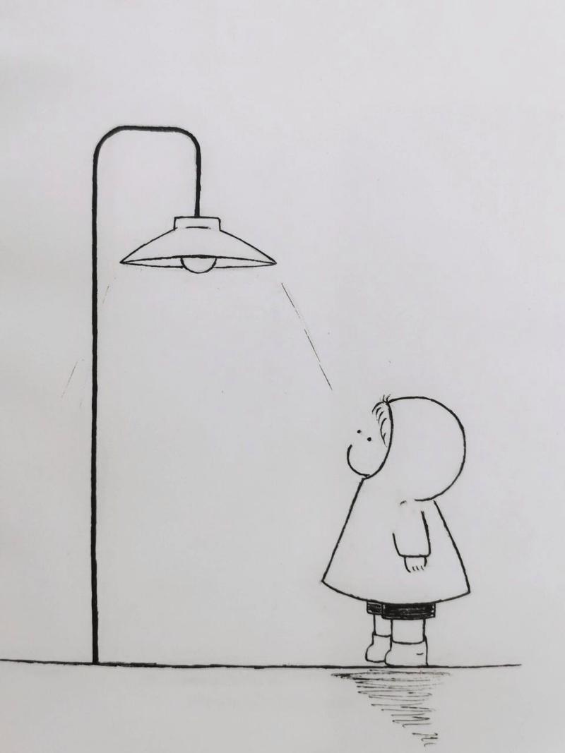 简笔画—小时候的路灯 我从小就不喜欢看昏黄的路灯,总觉得有一种深深