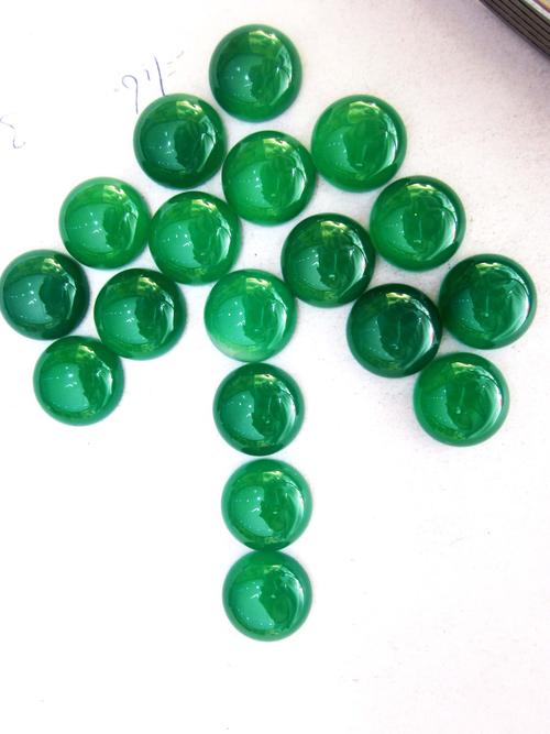 青青嫩绿天然绿玉髓圆12mm裸石戒面一枚定制其它首饰