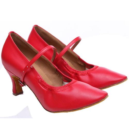 红舞鞋女式摩登舞蹈鞋国标鞋1125 大红高跟 40