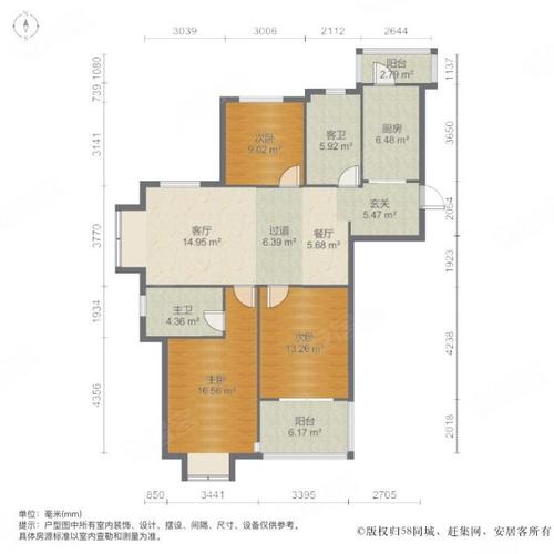 仙河苑二期北区(201-320号)二手房,110万,3室2厅,2卫,125平米-无锡安