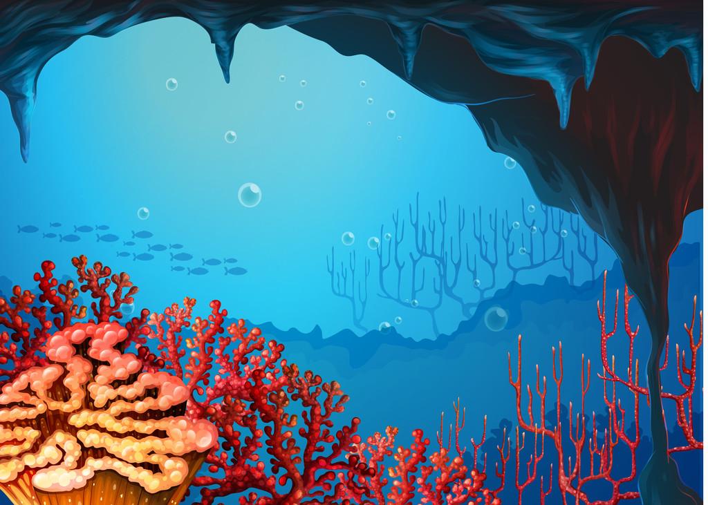 珊瑚礁一个视图,视图的珊瑚礁的插图