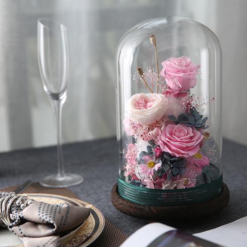 【花无缺】永生花玻璃罩玫瑰保鲜花干花创意摆件生日节日礼物_不打折