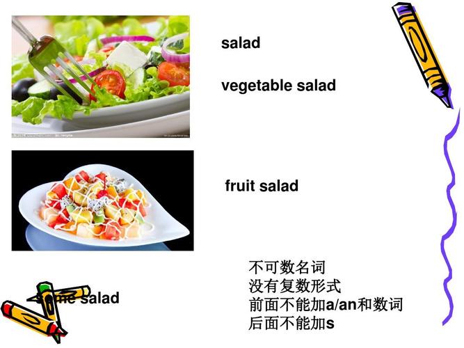 salad vegetable salad fruit salad some salad 不可数名词 没有复数
