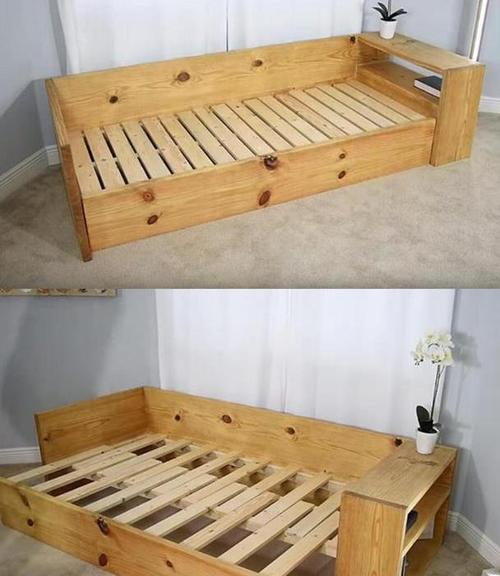 业余木工打张木沙发拉开一看变成木板床多功能成本不到100块