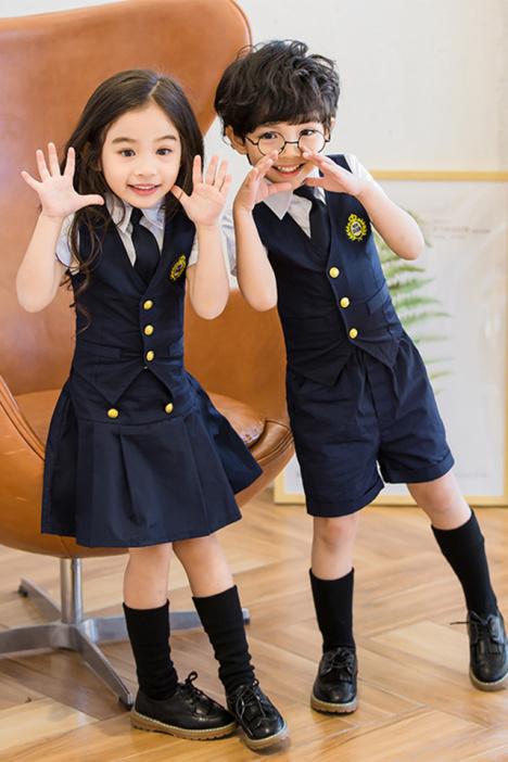 校服套装学院风三件套小学生英伦班服韩版幼儿园男女儿童毛衣衬衫