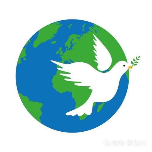 地球和白色鸽子和平的象征