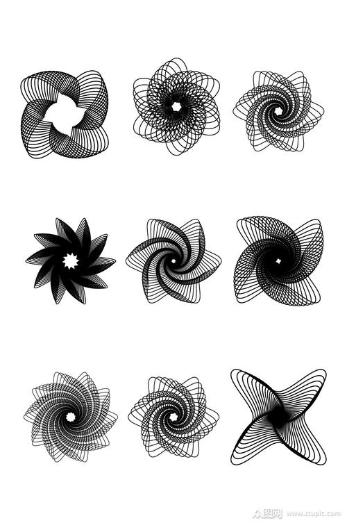 螺旋形花纹图案矢量