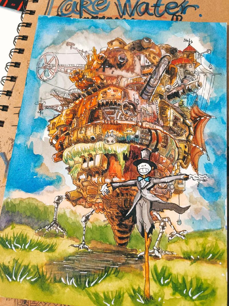 哈尔的移动城堡 水彩手绘.补下昨天画的图片#宫崎骏 #手绘 - 抖音