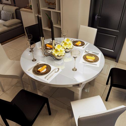 餐桌现代简约伸缩折叠桌椅组合小户户型饭桌家用玻璃餐桌