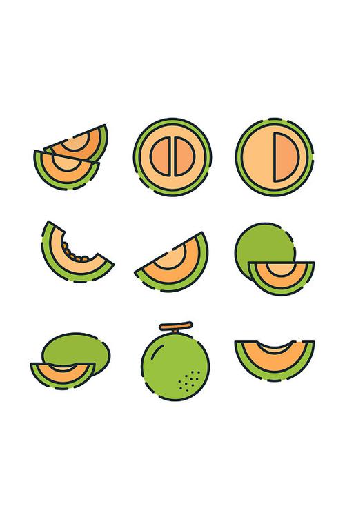 水果哈密瓜图标卡通手绘矢量免扣元素