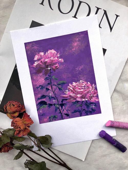 油画棒玫瑰是浪漫的代名词73刮刀画教程