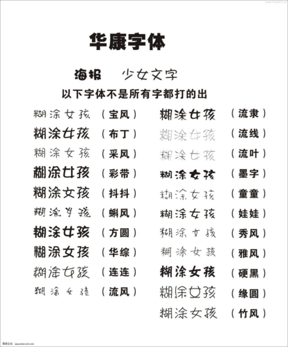 中文字体一览表