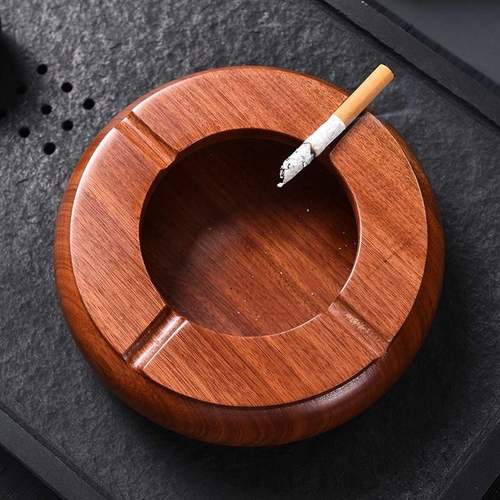 陶福气花梨木烟烟灰缸圆形大号实木复古创意创意家户外